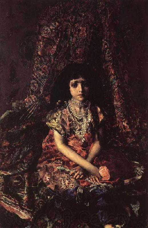 Mikhail Vrubel Girl Against a perslan carpet France oil painting art